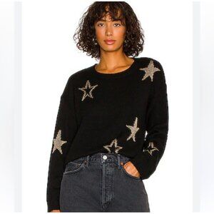 Rails Perci Metallic Star Sweater Women's Large Black Gold Wool Drop Shoulder